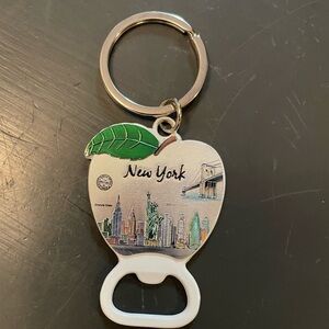 New York Apple Bottle Opener Keychain - NYC Green & White